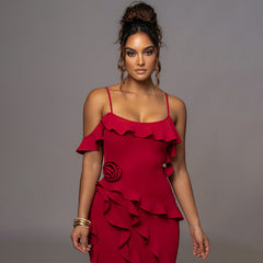 Fashion Sexy Pure Off shoulder Falbala Maxi Dresses