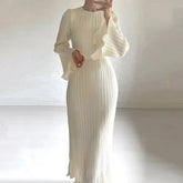 Trumpet sleeved slim long skirt