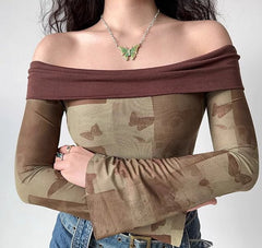 Maya Butterfly Off-Shoulder Top ~ HANDMADE