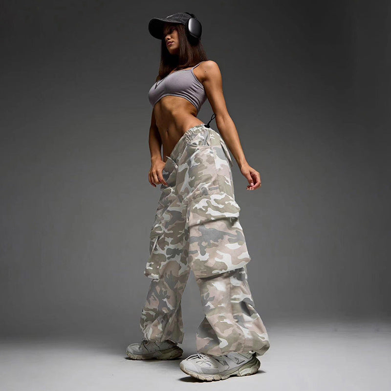 camouflage loose straight pants