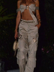 buckle suspender summer suit