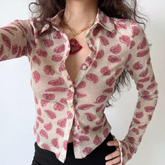 Lucky Paisley Front Button Polo // Red ~ HANDMADE