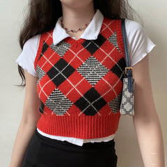 Retro Baby Argyle Knit Vest