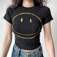 Vibrant Grape Smiley Tee ~ HANDMADE