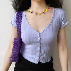 Ruffled Dainty Knit Cardigan // Purple