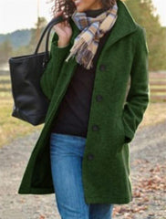 Solid Long Sleeve Cotton-Blend Outerwear