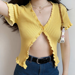 Single Button Bam Top // Yellow