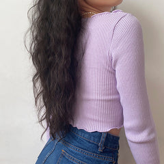 Sweetener Ribbed Front Button Top
