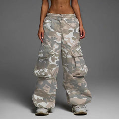 camouflage loose straight pants