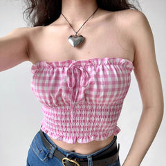 Lovefest Gingham Tube Top ~ HANDMADE