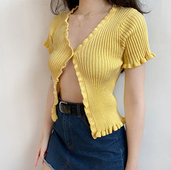 Single Button Bam Top // Yellow