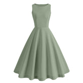 Dark Green Sleeveless Midi A-Line Party Cocktail Dress