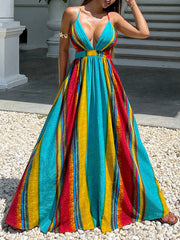 Rainbow Striped Maxi Flowy Dress: Perfect Pride Outfit for Summer