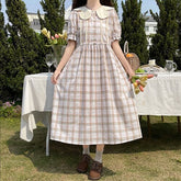 Cottagecore Plaid Peter Pan Collar Dress
