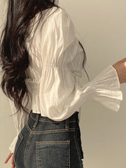 Chiffon Ruffle Puff Sleeve Blouse