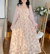 Elegant Floral Fairy Midi Dress