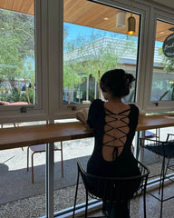 Elegant Lace-Up Back Maxi Dress