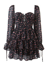 Cottagecore Vintage Floral Print Chiffon Dress