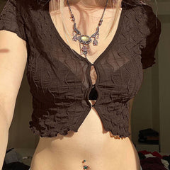Goblincore Mesh Crop Summer T-shirt