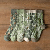 Cottagecore Green Embroidery Socks