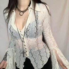 Fairy core Lace Flare Sleeve Blouse