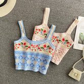 Cottagecore Knit Embroidery Crop Top