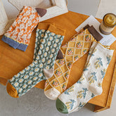 Asymmetric Retro Jacquard Socks