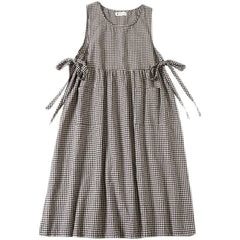 Checkered Charm Tie-Sleeve Dress