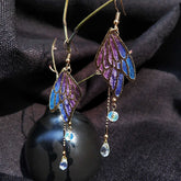 Fairycore Enamel Butterfly Tassel Drop Earrings