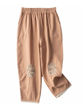 Cottagecore Flower Embroidery Wide Leg Pants