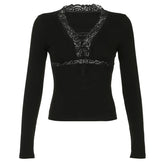 Black Lace Fairycore Top