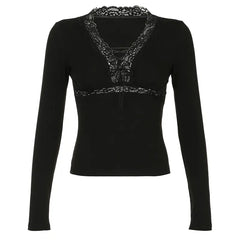 Black Lace Fairycore Top