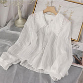 Chic Hollow Pan Collar Shirt