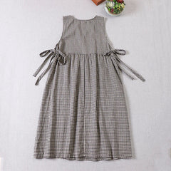Checkered Charm Tie-Sleeve Dress
