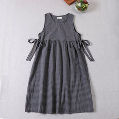 Checkered Charm Tie-Sleeve Dress