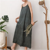 Cottagecore Spaghetti Strap Embroidery Dress