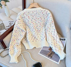 Dot Print Slim Cardigan