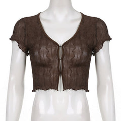Goblincore Mesh Crop Summer T-shirt