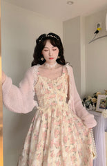 Elegant Floral Fairy Midi Dress