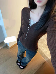 Chocolate Charm Ribbed Sweater