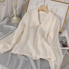 Chic Hollow Pan Collar Shirt