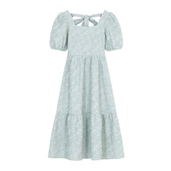 Green Vintage Square Collar Dress