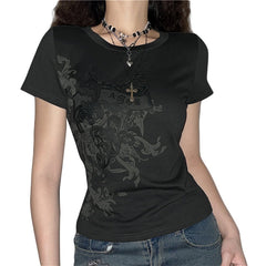 Fairy Grunge Floral Print T-shirt