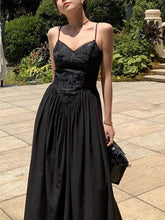 Dark Vintage Spaghetti Strap Midi Dress