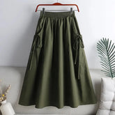 Drawstring Pocket A-Line Skirt