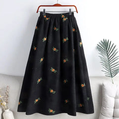 Embroidery Corduroy Skirt