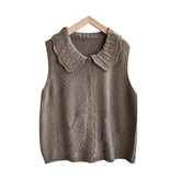 Charcoal Chic Lace Collar Vest