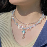 Goblincore Blue Mushroom Necklace