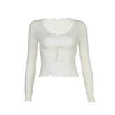 Cozy Charm Ribbed Bow Top