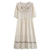 Cottagecore Lace-Up High Waist Dress